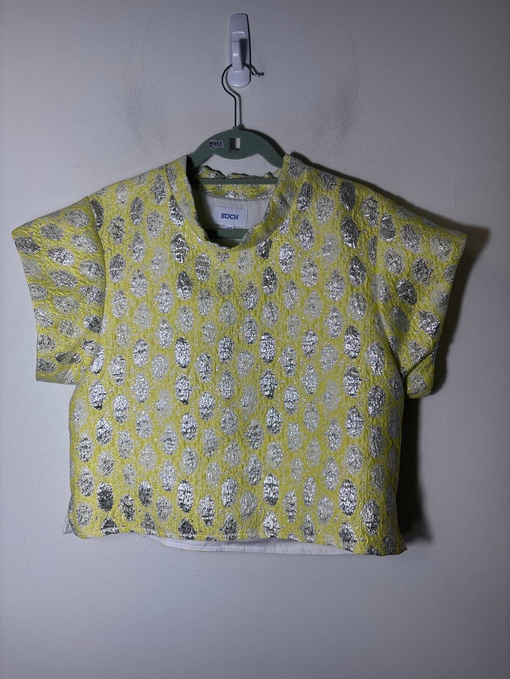 Koch Yellow Sliver Short Sleeve Top Sz S
